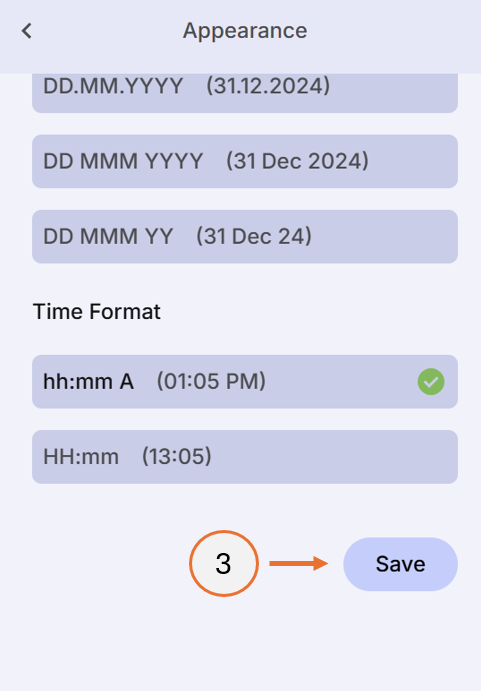 screenshot showing how to save the settings