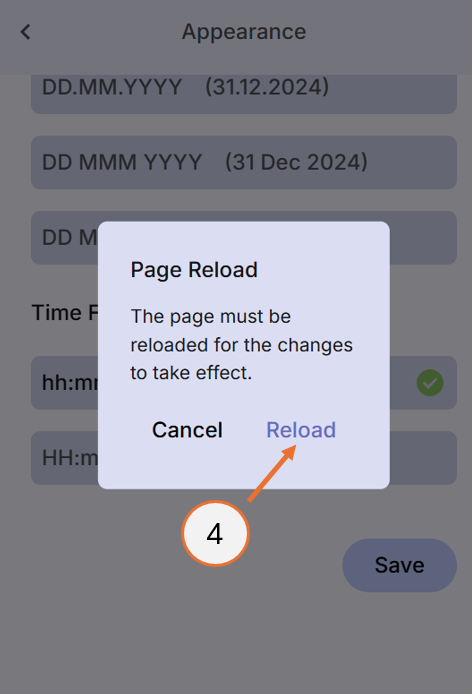 screenshot showing how to confirm reload