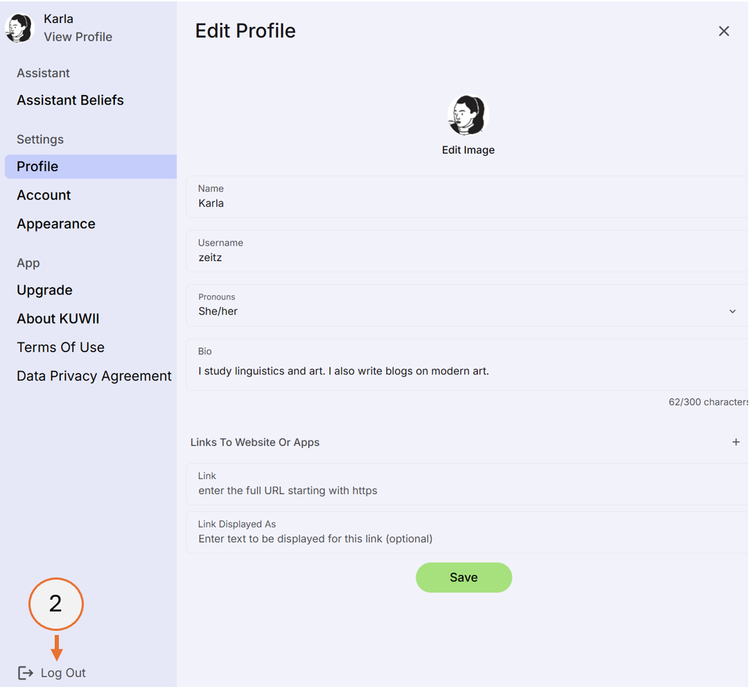 screenshot showing step 2 of the logoff process