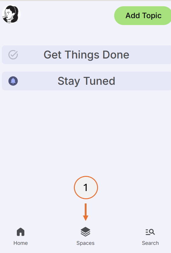 screenshot showing how to open the spaces page
