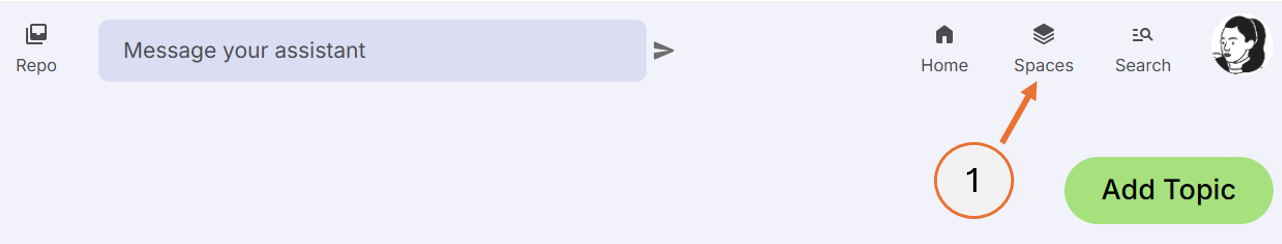 screenshot showing how to open the spaces page