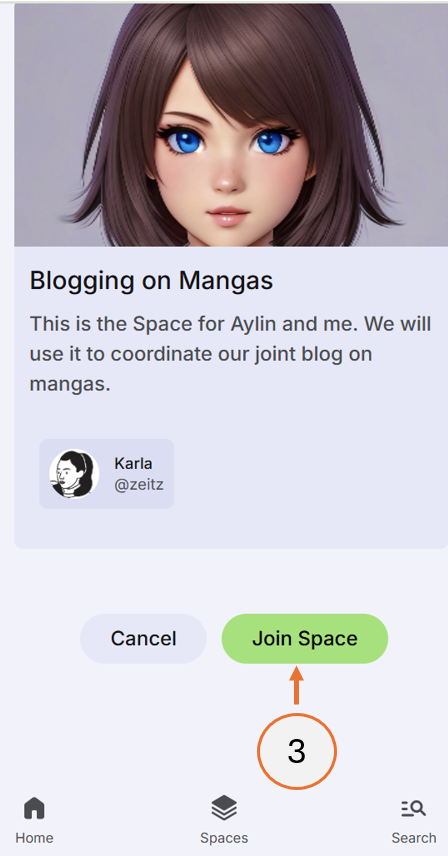 screenshot showing step 3 how to join a space