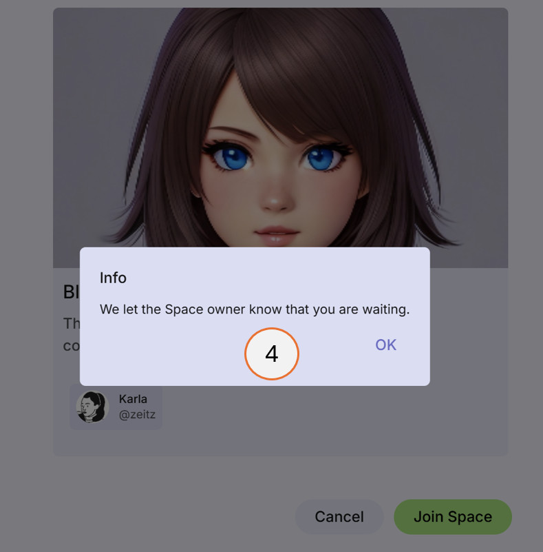 screenshot showing step 4 how to join a space