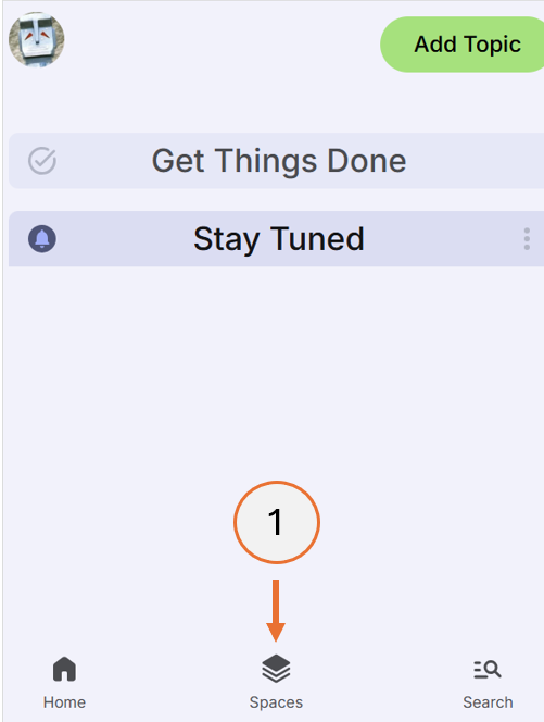 screenshot showing how to open the spaces page