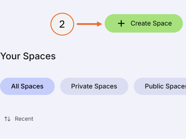 screenshot showing step 1 of how to create a space