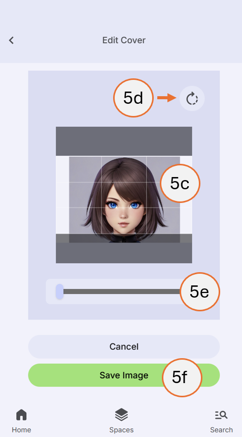 screenshot showing how to adjust the cover image