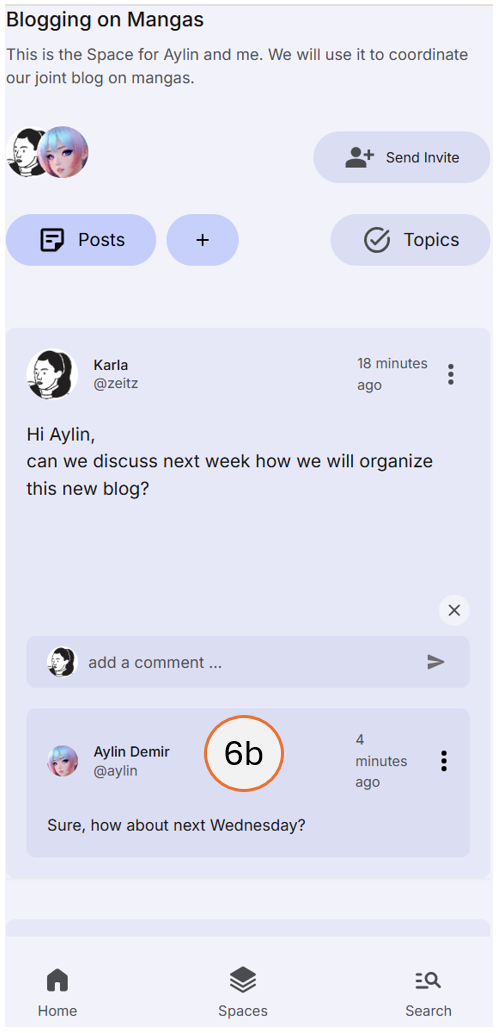 screenshot showing a posted comment