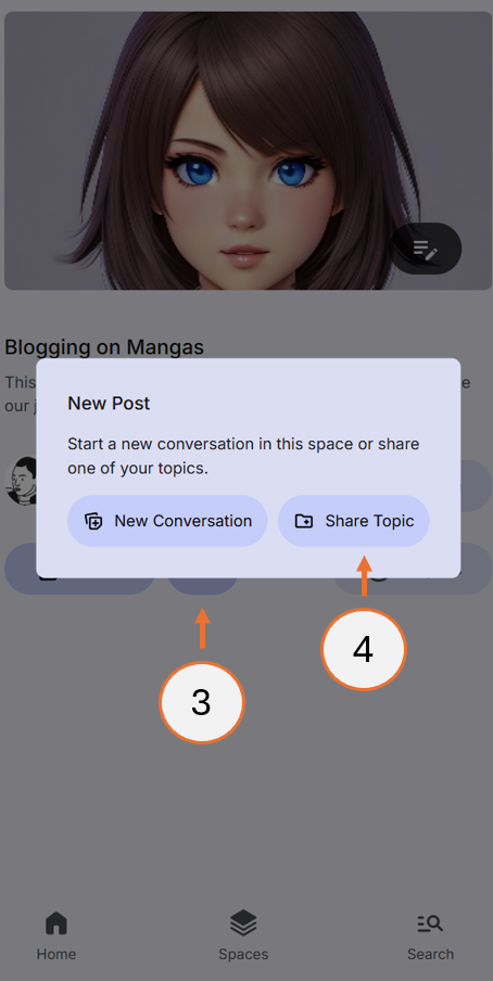 screenshot showing steps 3 and 4 of how to post a topic