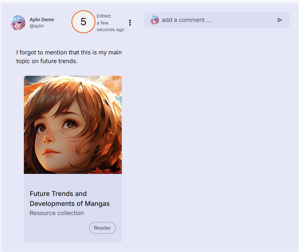 screenshot showing a post marked as edited
