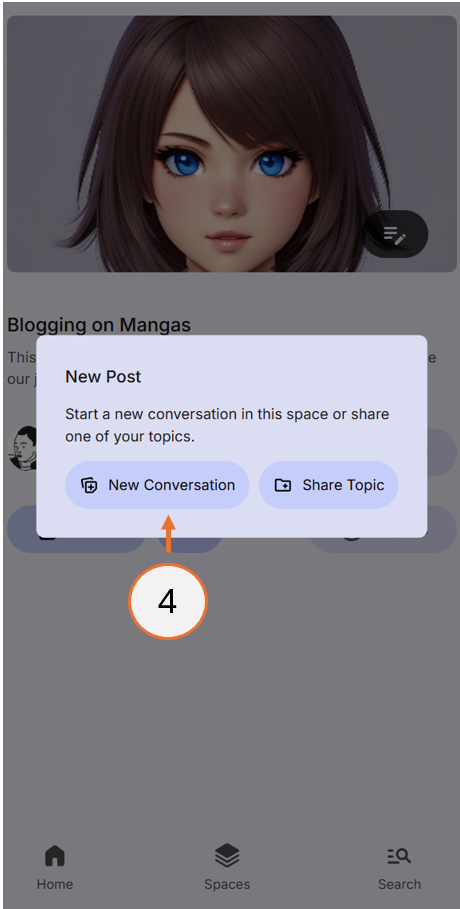 screenshot showing steps 3 and 4 of how to start a conversation
