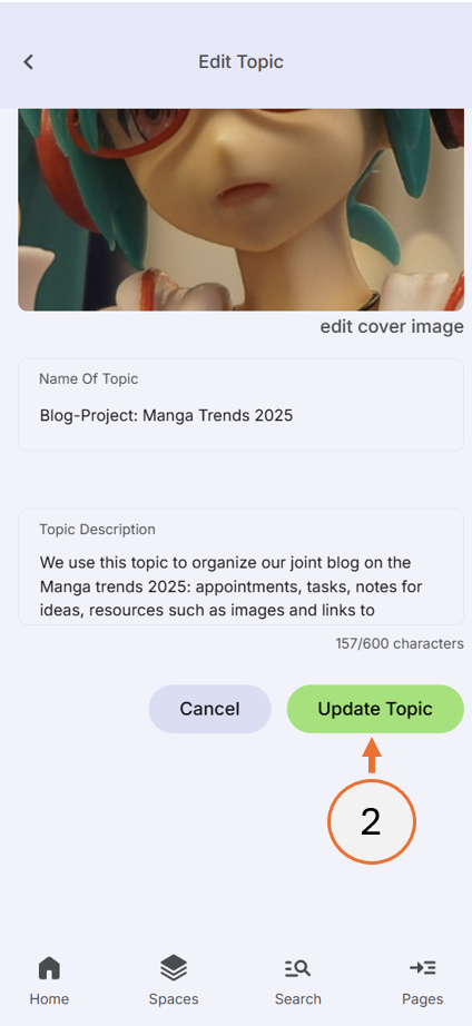 screenshot showing step 2 of how to edit a topic