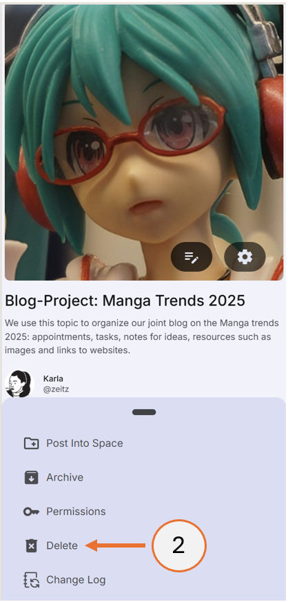 screenshot showing step 2 of how to delete a topic