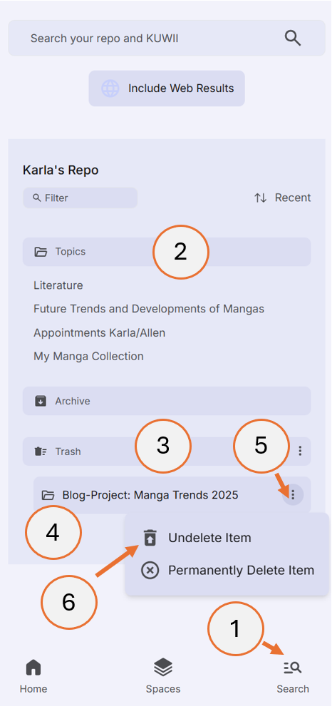 screenshot showing how to permanently delete a topic
