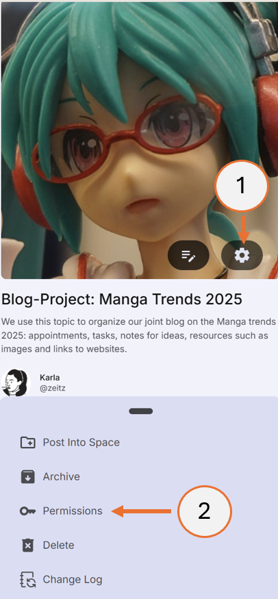 screenshot showing steps 1 and 2 of how to set overriding permissions