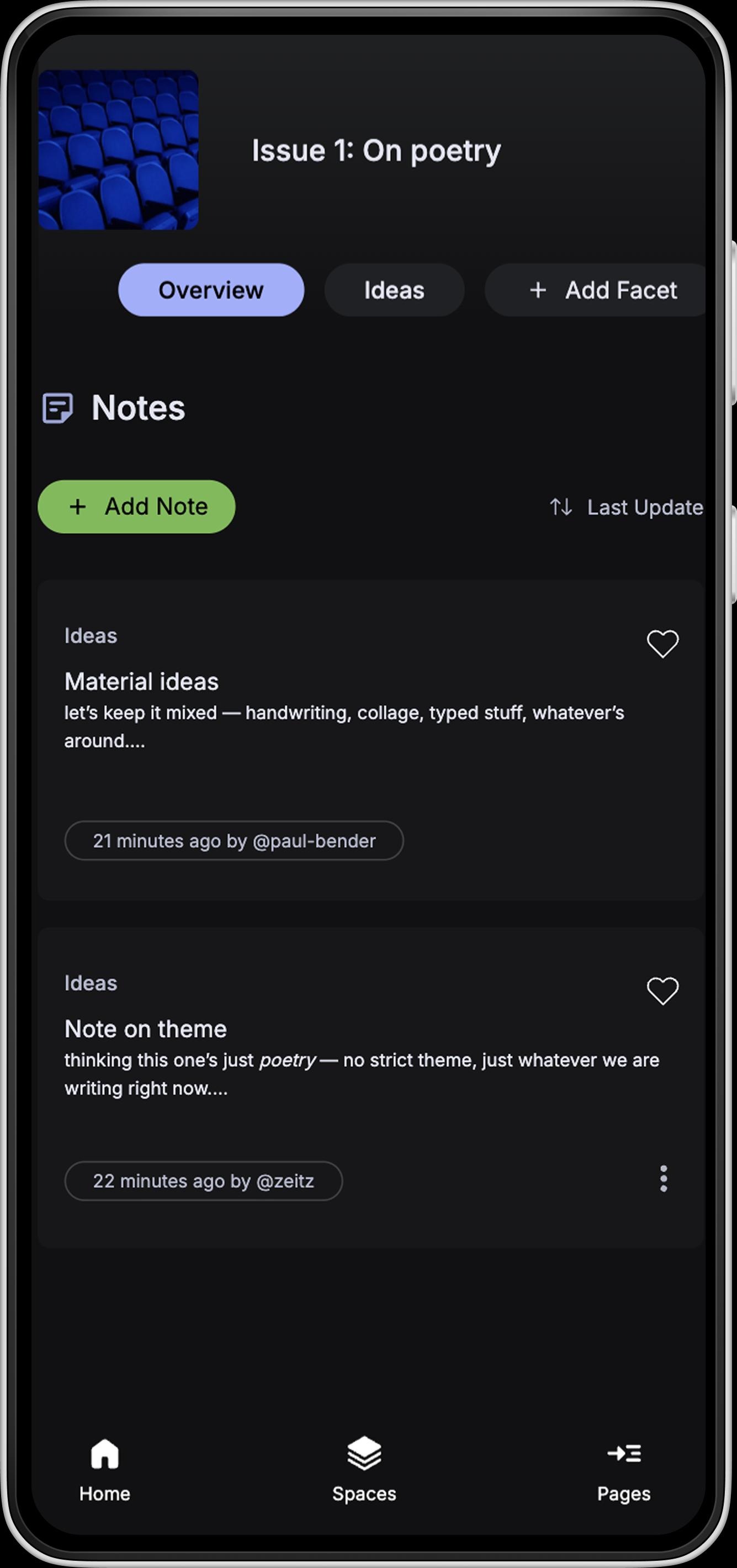 Mobile app interface